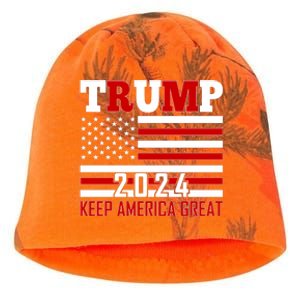 Donald Trump 2024 Keep America Great Usa Flag Kati - Camo Knit Beanie