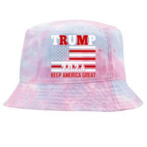 Donald Trump 2024 Keep America Great Usa Flag Tie-Dyed Bucket Hat