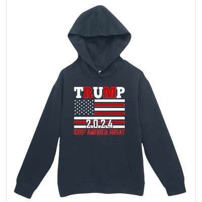 Donald Trump 2024 Keep America Great Usa Flag Urban Pullover Hoodie