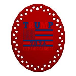 Donald Trump 2024 Keep America Great Usa Flag Ceramic Oval Ornament