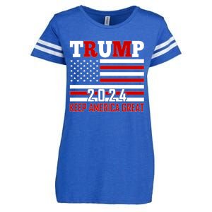 Donald Trump 2024 Keep America Great Usa Flag Enza Ladies Jersey Football T-Shirt