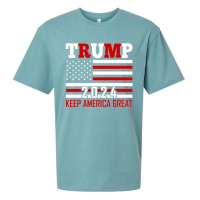 Donald Trump 2024 Keep America Great Usa Flag Sueded Cloud Jersey T-Shirt