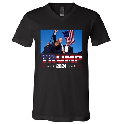 Donald Trump 2024 Survived Shot At Election Rally V-Neck T-Shirt