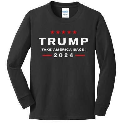 Donald Trump 2024 Take America Back Election The Return Kids Long Sleeve Shirt