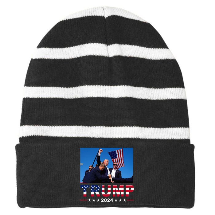 Donald Trump 2024 WonT Be Stopped Striped Beanie with Solid Band