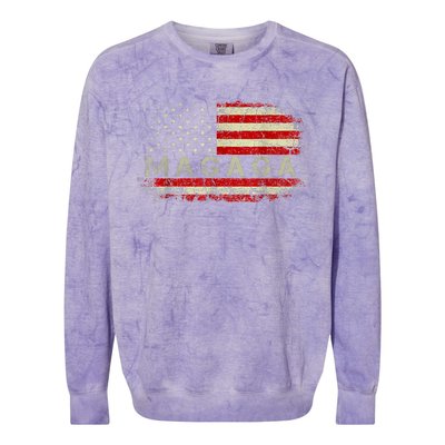 Donald Trump 2024 MAGAGA Take America Back American US Flag Colorblast Crewneck Sweatshirt