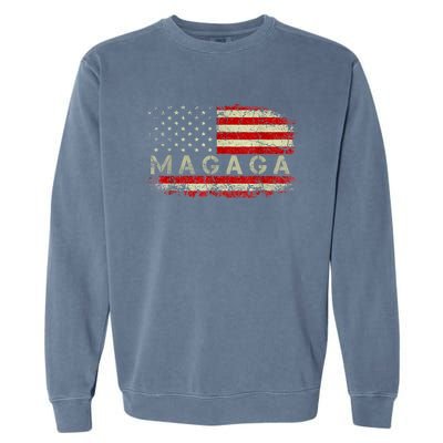 Donald Trump 2024 MAGAGA Take America Back American US Flag Garment-Dyed Sweatshirt