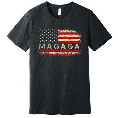 Donald Trump 2024 MAGAGA Take America Back American US Flag Premium T-Shirt