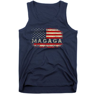 Donald Trump 2024 MAGAGA Take America Back American US Flag Tank Top