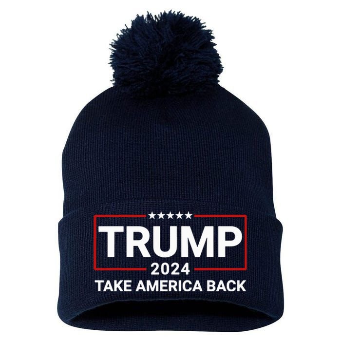 Donald Trump 2024 Take America Back Election Pom Pom 12in Knit Beanie