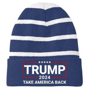 Donald Trump 2024 Take America Back Election Striped Beanie with Solid Band