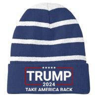 Donald Trump 2024 Take America Back Election Striped Beanie with Solid Band