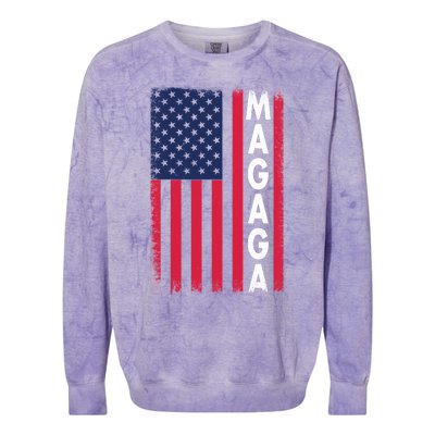 Donald Trump 2024 Make America Great And Glorious Again MAGAGA Shirt Magaga Colorblast Crewneck Sweatshirt