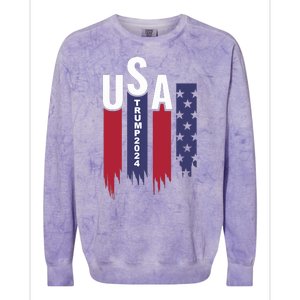 Donald Trump 2024 Take America Back American Flag Colorblast Crewneck Sweatshirt