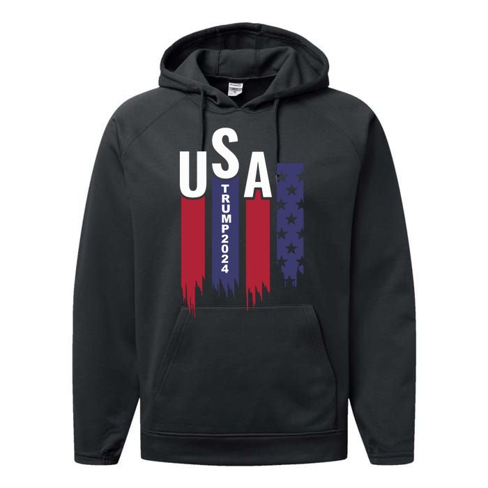 Donald Trump 2024 Take America Back American Flag Performance Fleece Hoodie