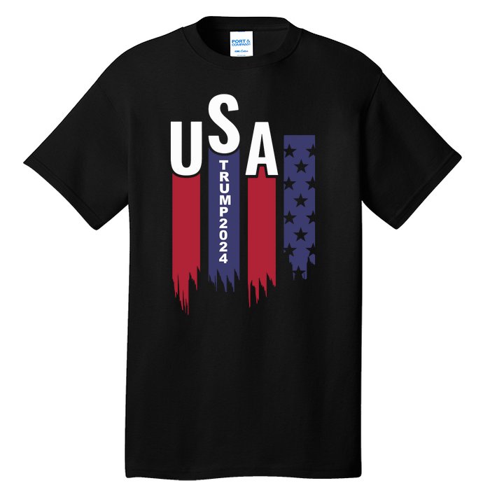 Donald Trump 2024 Take America Back American Flag Tall T-Shirt