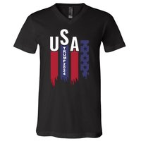 Donald Trump 2024 Take America Back American Flag V-Neck T-Shirt