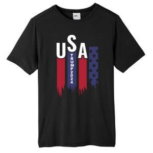 Donald Trump 2024 Take America Back American Flag Tall Fusion ChromaSoft Performance T-Shirt