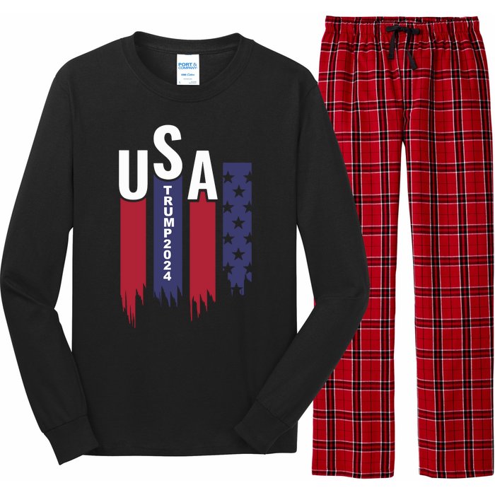 Donald Trump 2024 Take America Back American Flag Long Sleeve Pajama Set