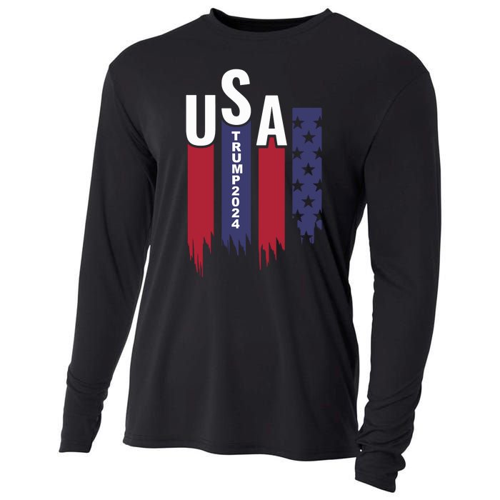 Donald Trump 2024 Take America Back American Flag Cooling Performance Long Sleeve Crew