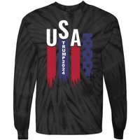 Donald Trump 2024 Take America Back American Flag Tie-Dye Long Sleeve Shirt