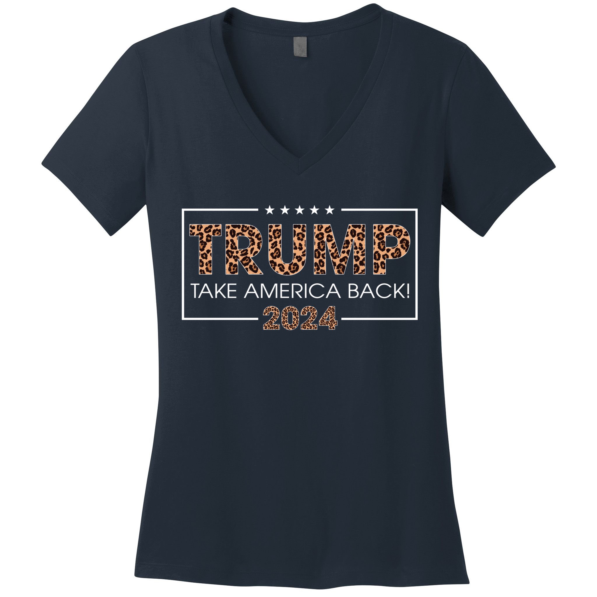 Donald Trump 2024 Take America Back Leopard Print Gift Wo Women's V-Neck T-Shirt