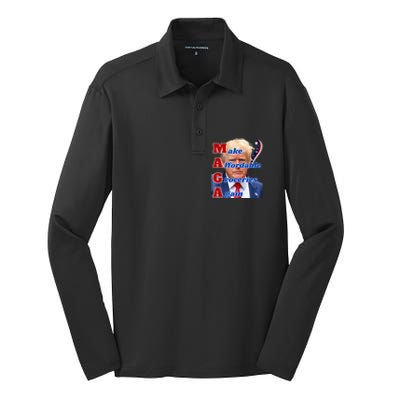 Donald Trump 2024 Election Make Affordable Groceries Again Silk Touch Performance Long Sleeve Polo