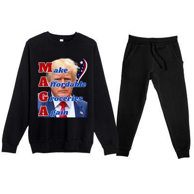 Donald Trump 2024 Election Make Affordable Groceries Again Premium Crewneck Sweatsuit Set