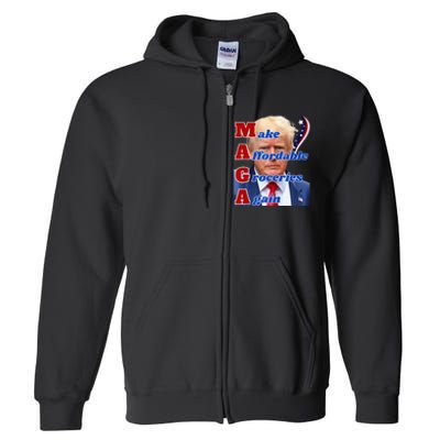 Donald Trump 2024 Election Make Affordable Groceries Again Full Zip Hoodie