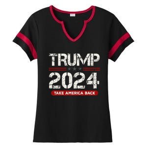 Donald Trump 2024 Take America Back Election Ladies Halftime Notch Neck Tee