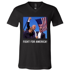 Donald Trump 2024 Survived Shot Rally Fight For America V-Neck T-Shirt