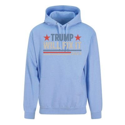 Donald Trump 2024 For President Election Trump Will Fix It Unisex Surf Hoodie