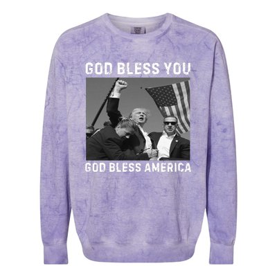 Donald Trump 2024 God Bless You God Bless America Colorblast Crewneck Sweatshirt