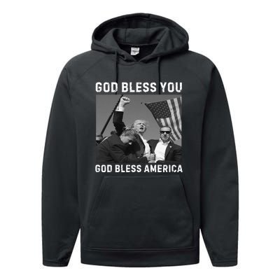 Donald Trump 2024 God Bless You God Bless America Performance Fleece Hoodie