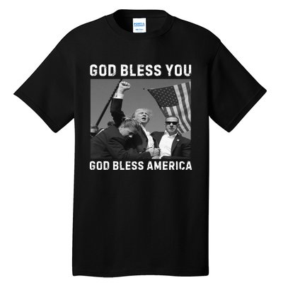 Donald Trump 2024 God Bless You God Bless America Tall T-Shirt