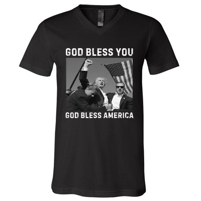 Donald Trump 2024 God Bless You God Bless America V-Neck T-Shirt