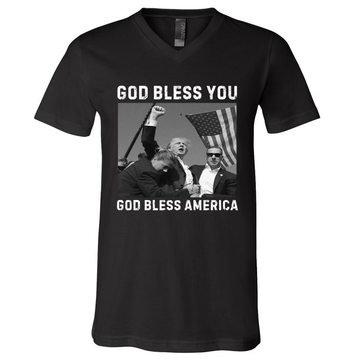 Donald Trump 2024 God Bless You God Bless America V-Neck T-Shirt