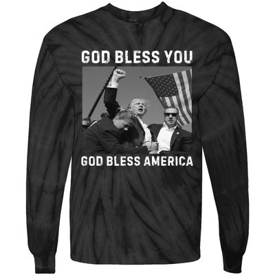 Donald Trump 2024 God Bless You God Bless America Tie-Dye Long Sleeve Shirt