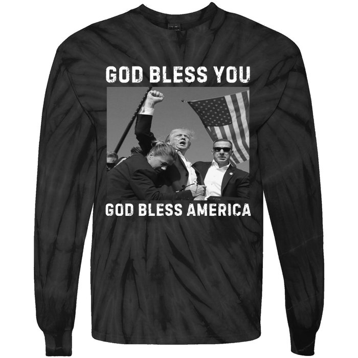 Donald Trump 2024 God Bless You God Bless America Tie-Dye Long Sleeve Shirt