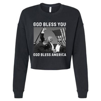 Donald Trump 2024 God Bless You God Bless America Cropped Pullover Crew