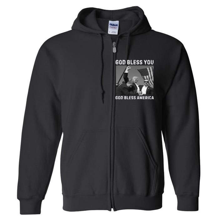 Donald Trump 2024 God Bless You God Bless America Full Zip Hoodie