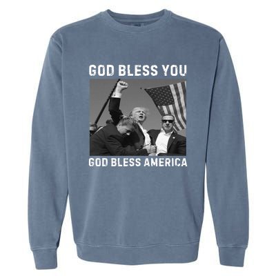 Donald Trump 2024 God Bless You God Bless America Garment-Dyed Sweatshirt