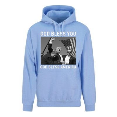 Donald Trump 2024 God Bless You God Bless America Unisex Surf Hoodie