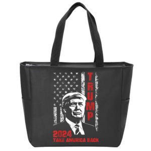 Donald Trump 2024 Flag Take America Back Zip Tote Bag