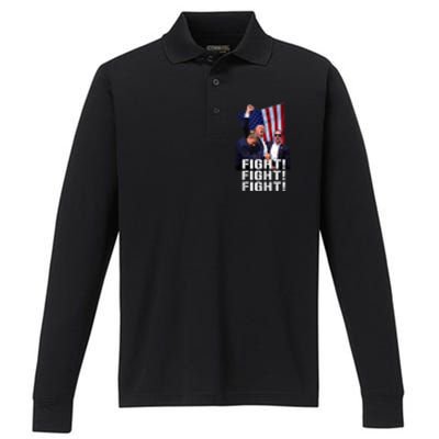 Donald Trump 2024 Fight American Us Flag Election Rally Performance Long Sleeve Polo