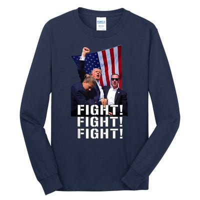 Donald Trump 2024 Fight American Us Flag Election Rally Tall Long Sleeve T-Shirt