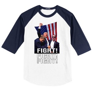 Donald Trump 2024 Fight American Us Flag Election Rally Baseball Sleeve Shirt