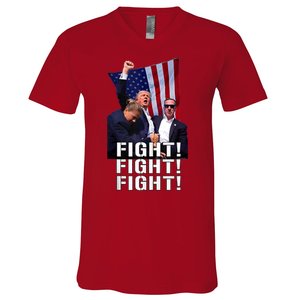 Donald Trump 2024 Fight American Us Flag Election Rally V-Neck T-Shirt