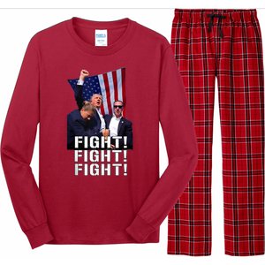 Donald Trump 2024 Fight American Us Flag Election Rally Long Sleeve Pajama Set