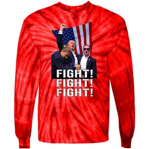 Donald Trump 2024 Fight American Us Flag Election Rally Tie-Dye Long Sleeve Shirt